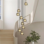 Long Spiral Cubes Crystal Chandelier for Staircase - Cyran Lamps