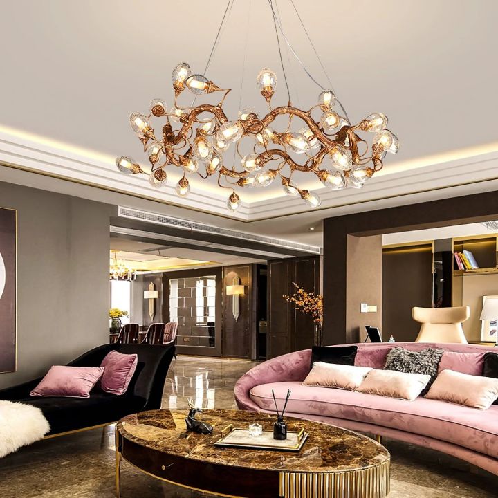 Lotus Brass Branch Chandelier - Cyran Lamps
