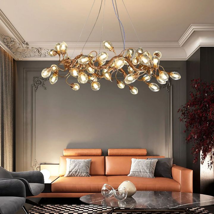 Lotus Brass Branch Chandelier - Cyran Lamps