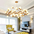 Lotus Brass Branch Chandelier - Cyran Lamps