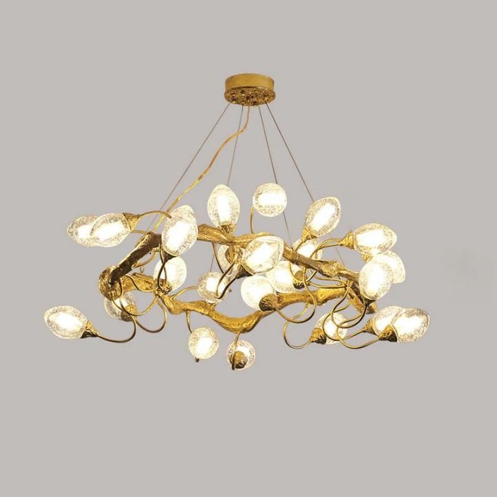 Lotus Brass Branch Chandelier - Cyran Lamps
