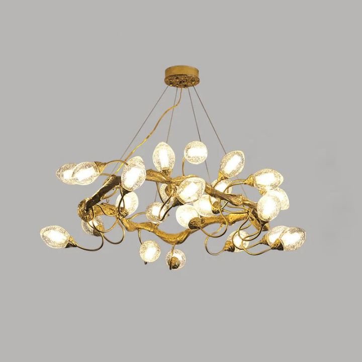 Lotus Brass Branch Chandelier - Cyran Lamps