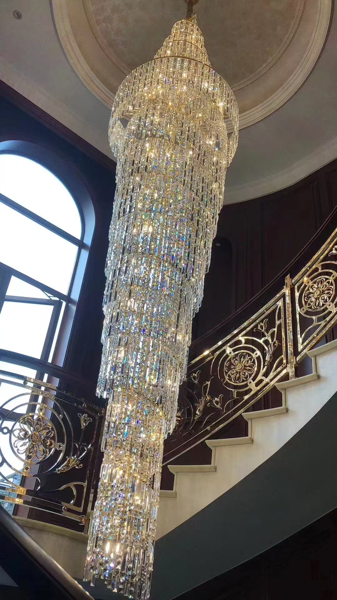 Luxury Spiral Crystal Chandelier for High - ceiling/Foyer/Staircase - D31.5"*H126"/110kgWarm LightCyranlamps