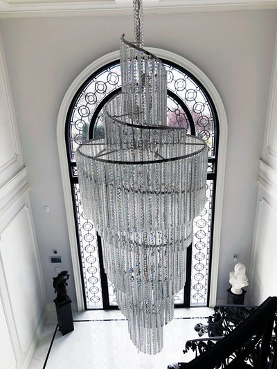 Luxury Spiral Crystal Chandelier for High - ceiling/Foyer/Staircase - D21.6"*H86.6"/60.4kgWhite LightCyranlamps