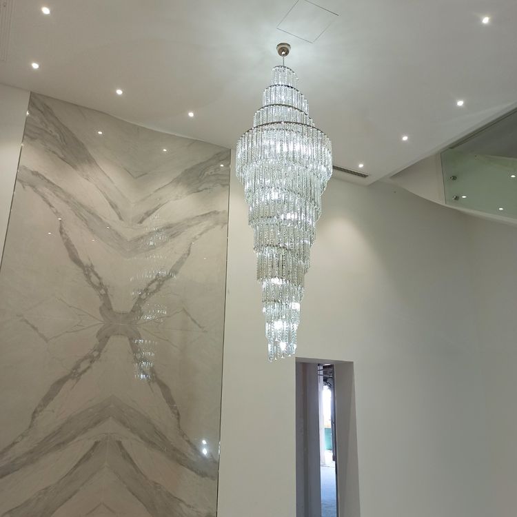 Luxury Spiral Crystal Chandelier for High - ceiling/Foyer/Staircase - D31.5"*H126"/110kgWhite LightCyranlamps