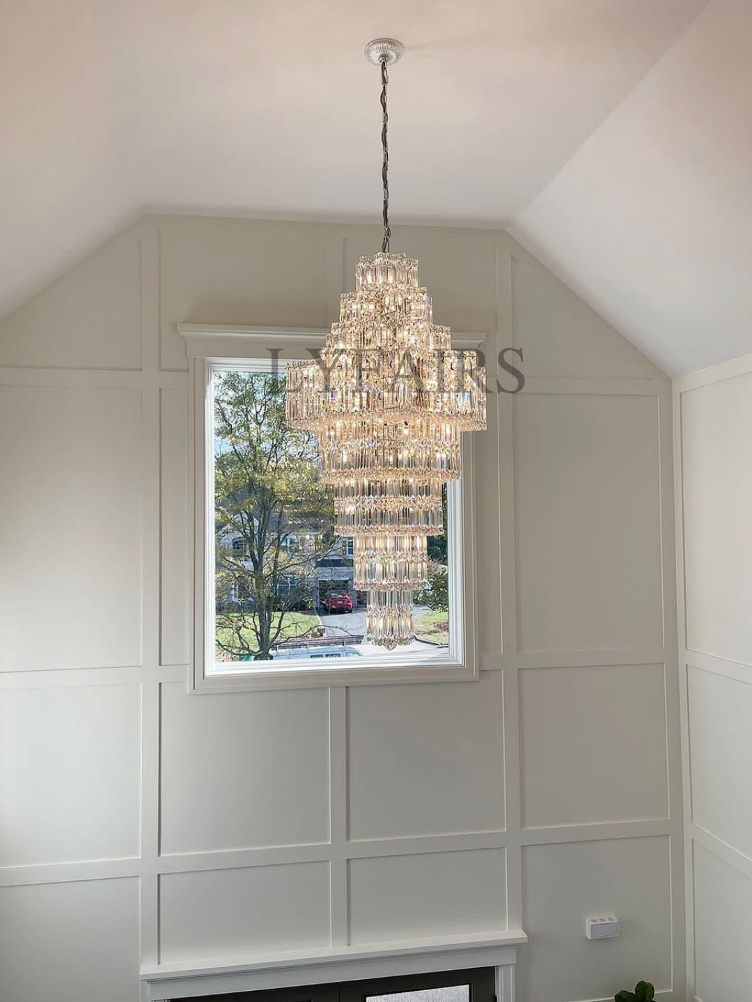Extra Large Plaza Hall Multi-Tier Crystal Chandelier Foyer Living Room Staircase Ceiling Lighting Fixture In Chrome/Gold Finish