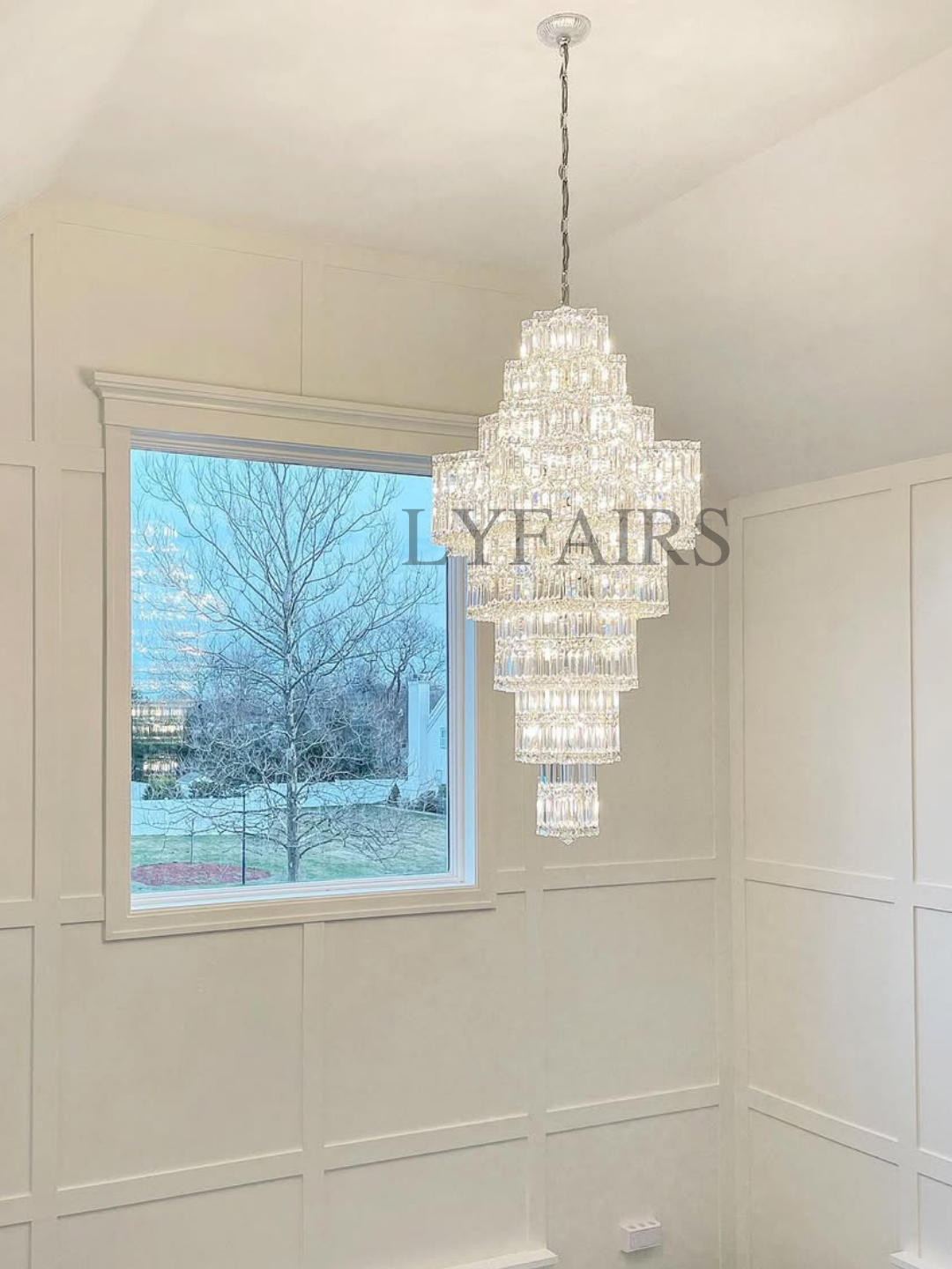 Extra Large Plaza Hall Multi-Tier Crystal Chandelier Foyer Living Room Staircase Ceiling Lighting Fixture In Chrome/Gold Finish