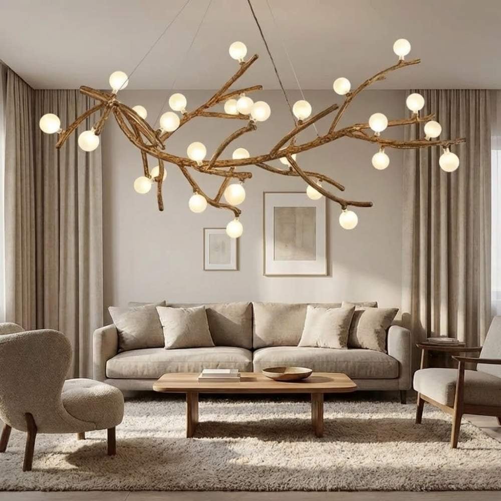 Madelyn Rustic Branch Chandelier Frosted/Clear Ball - Frosted BallWarm White 3000K28Cyranlamps
