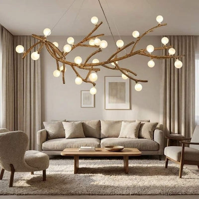 Madelyn Rustic Branch Chandelier Frosted/Clear Ball - Frosted BallWarm White 3000K28Cyranlamps