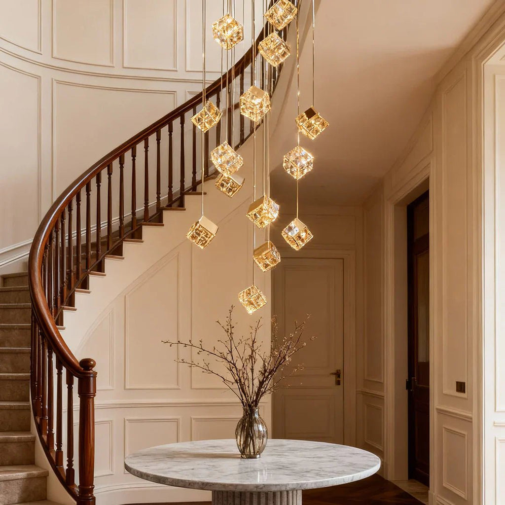 Magic Cube Crystal Staircase Chandelier - Cyran Lamps