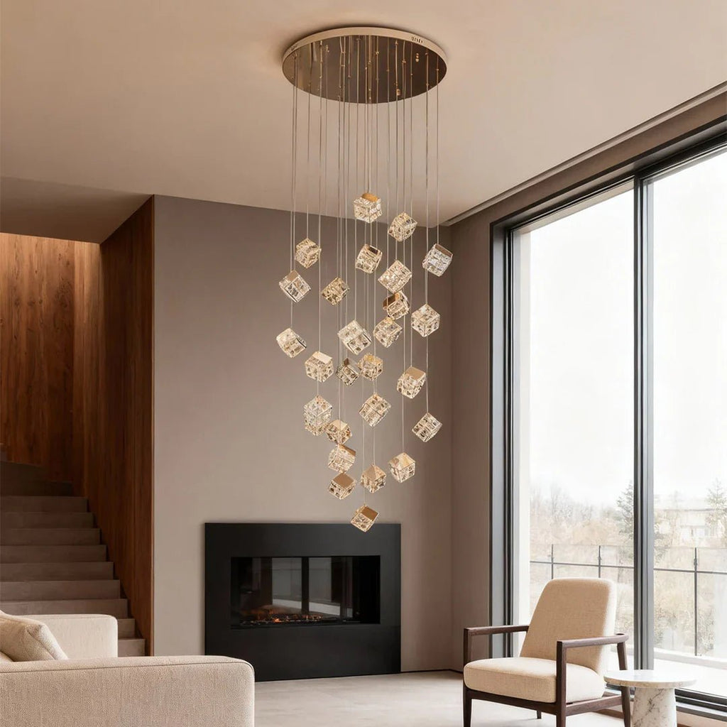 Magic Cube Crystal Staircase Chandelier - Cyran Lamps