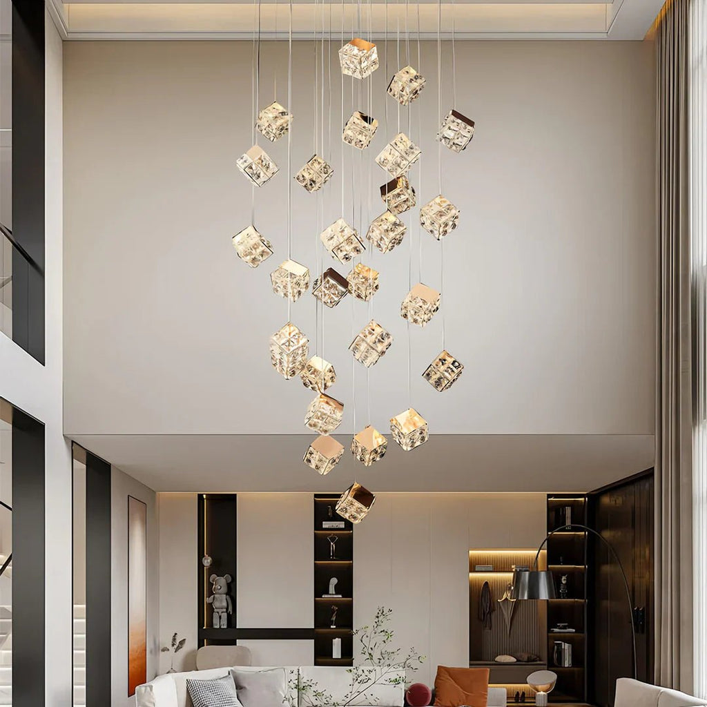 Magic Cube Crystal Staircase Chandelier - Cyran Lamps