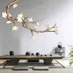 Magnolia Branch & Brass Floral Chandelier - Cyran Lamps