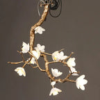 Magnolia Branch & Brass Floral Chandelier - Cyran Lamps