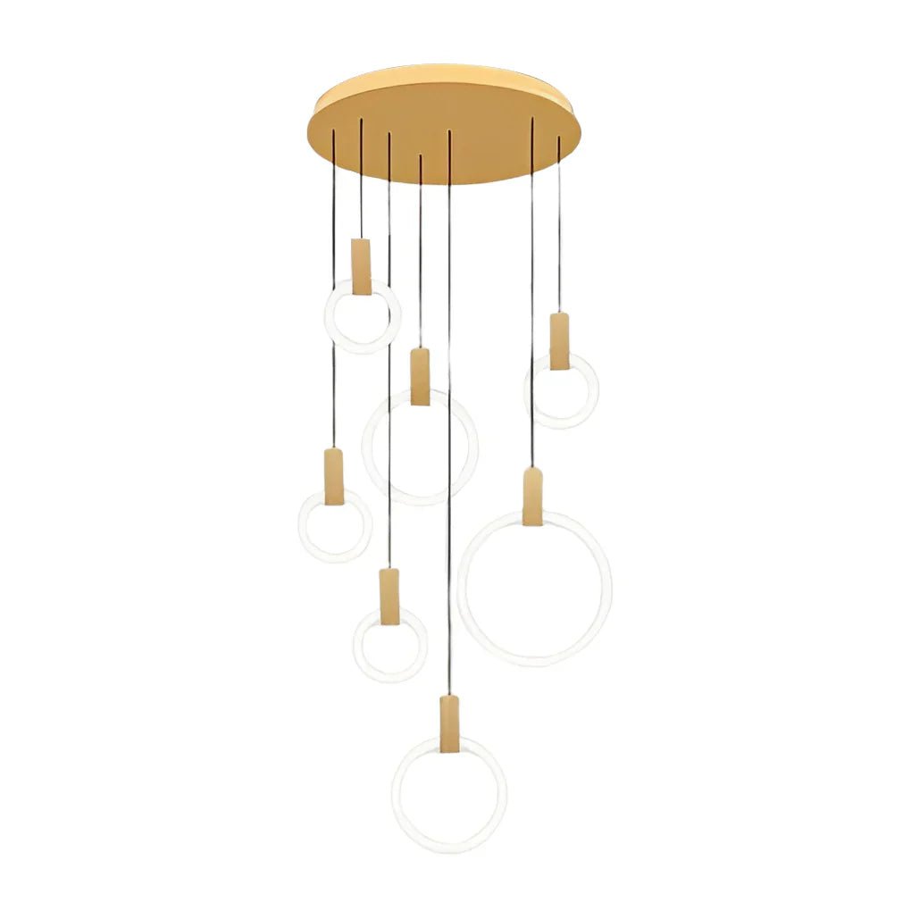 Minimalist Rings Stepless Dimming LED Nordic Duplex Stair Chandelier - Cyran Lamps