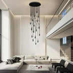Minimalist Rings Stepless Dimming LED Nordic Duplex Stair Chandelier - Cyran Lamps