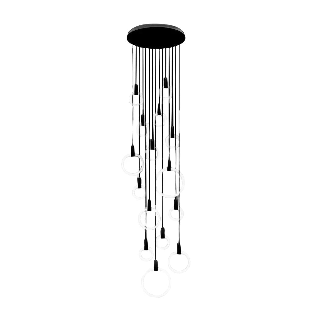 Minimalist Rings Stepless Dimming LED Nordic Duplex Stair Chandelier - Cyran Lamps