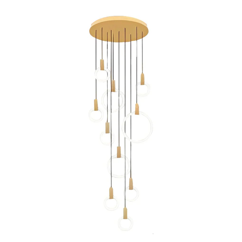 Minimalist Rings Stepless Dimming LED Nordic Duplex Stair Chandelier - Cyran Lamps