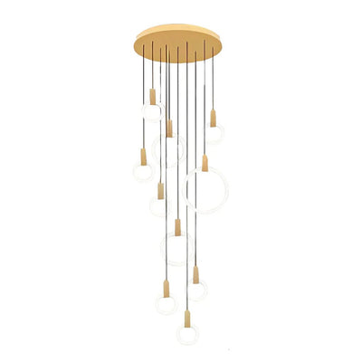 Minimalist Rings Stepless Dimming LED Nordic Duplex Stair Chandelier - Cyran Lamps