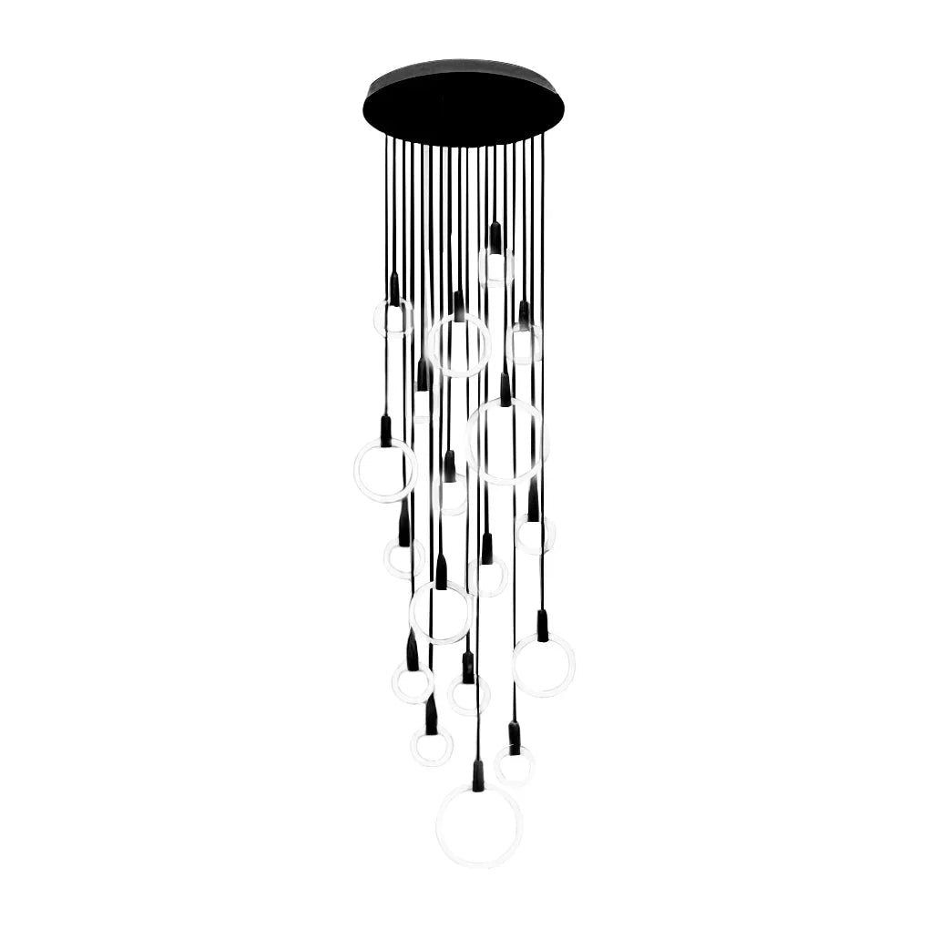 Minimalist Rings Stepless Dimming LED Nordic Duplex Stair Chandelier - Cyran Lamps