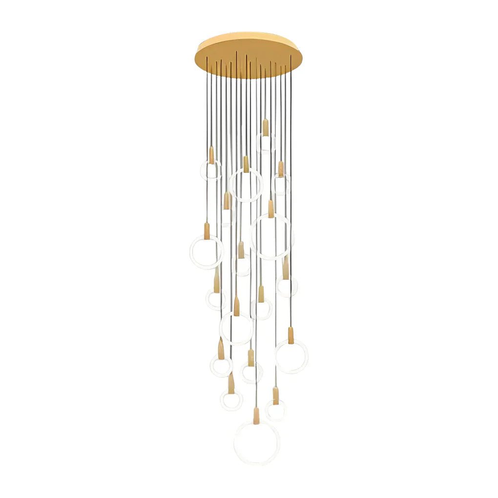 Minimalist Rings Stepless Dimming LED Nordic Duplex Stair Chandelier - Cyran Lamps