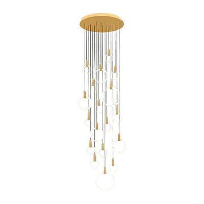 Minimalist Rings Stepless Dimming LED Nordic Duplex Stair Chandelier - Cyran Lamps