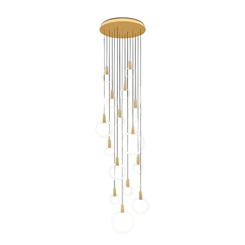 Minimalist Rings Stepless Dimming LED Nordic Duplex Stair Chandelier - Cyran Lamps