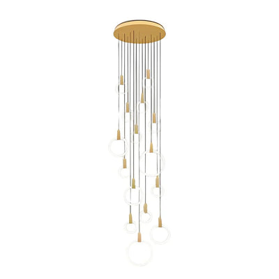 Minimalist Rings Stepless Dimming LED Nordic Duplex Stair Chandelier - Cyran Lamps
