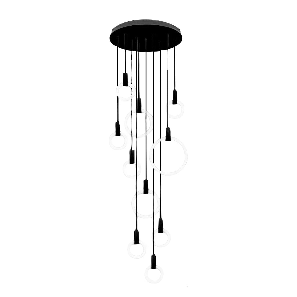 Minimalist Rings Stepless Dimming LED Nordic Duplex Stair Chandelier - Cyran Lamps