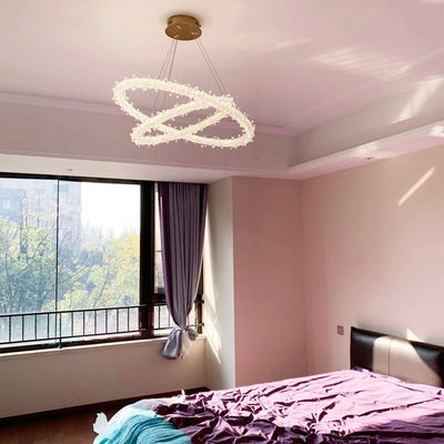 Modern 3 - Ring Halo Crystal Chandelier for Living Room/Bedroom - 1 Ring/D19.7"*H118.1"Warm LightCyranlamps
