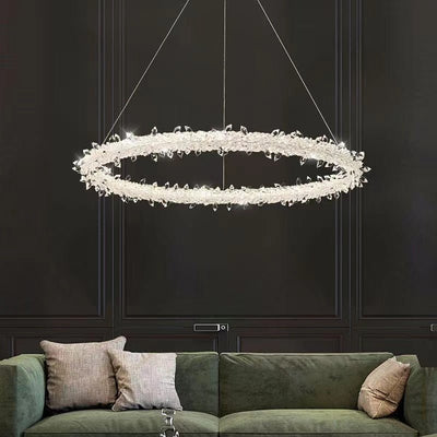 Modern 3 - Ring Halo Crystal Chandelier for Living Room/Bedroom - 1 Ring/D19.7"*H118.1"Warm LightCyranlamps