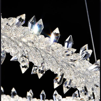 Modern 3 - Ring Halo Crystal Chandelier for Living Room/Bedroom - 1 Ring/D19.7"*H118.1"Warm LightCyranlamps