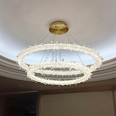 Modern 3 - Ring Halo Crystal Chandelier for Living Room/Bedroom - 1 Ring/D19.7"*H118.1"Warm LightCyranlamps