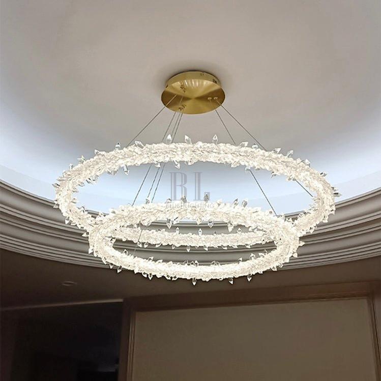 Modern 3 - Ring Halo Crystal Chandelier for Living Room/Bedroom - 1 Ring/D19.7"*H118.1"Warm LightCyranlamps