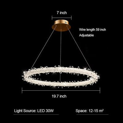 Modern 3 - Ring Halo Crystal Chandelier for Living Room/Bedroom - 1 Ring/D19.7"*H118.1"Warm LightCyranlamps