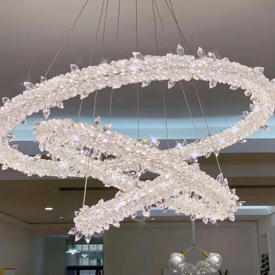 Modern 3 - Ring Halo Crystal Chandelier for Living Room/Bedroom - 1 Ring/D19.7"*H118.1"Warm LightCyranlamps