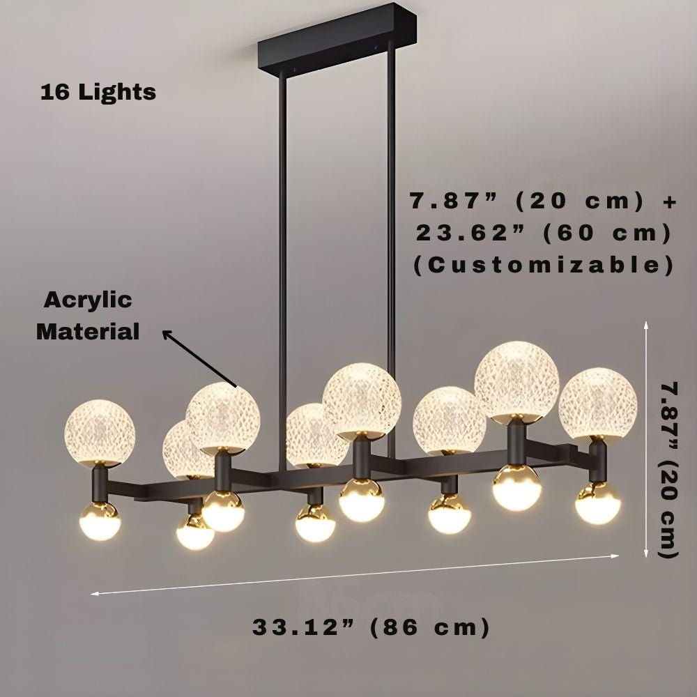 Modern Black Linear Dining Room Chandelier 12/16 Lights - 16 LightWarm White 3000KCyranlamps