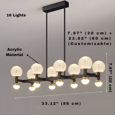 Modern Black Linear Dining Room Chandelier 12/16 Lights - 16 LightWarm White 3000KCyranlamps