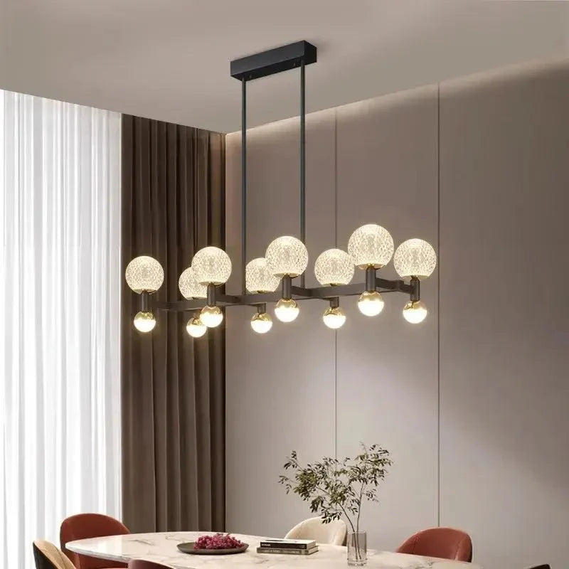 Modern Black Linear Dining Room Chandelier 12/16 Lights - 16 LightWarm White 3000KCyranlamps