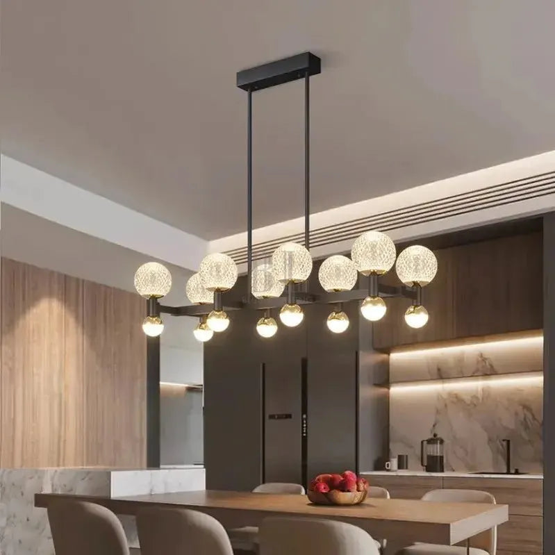 Modern Black Linear Dining Room Chandelier 12/16 Lights - 12 LightWarm White 3000KCyranlamps