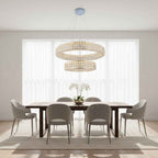 Modern Crystal Round Chandelier 2 Rings - Cyran Lamps