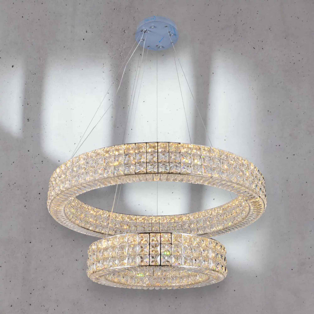 Modern Crystal Round Chandelier 2 Rings - Cyran Lamps