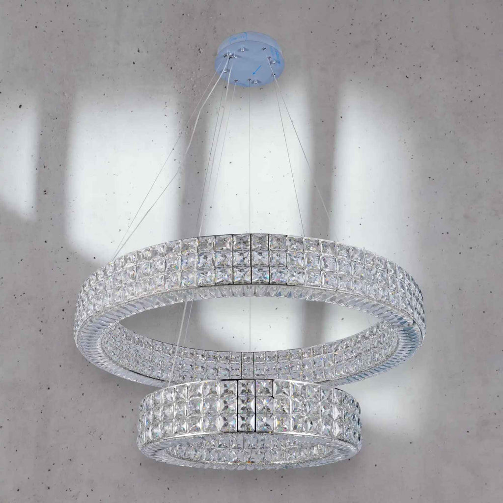 Modern Crystal Round Chandelier 2 Rings - Cyran Lamps