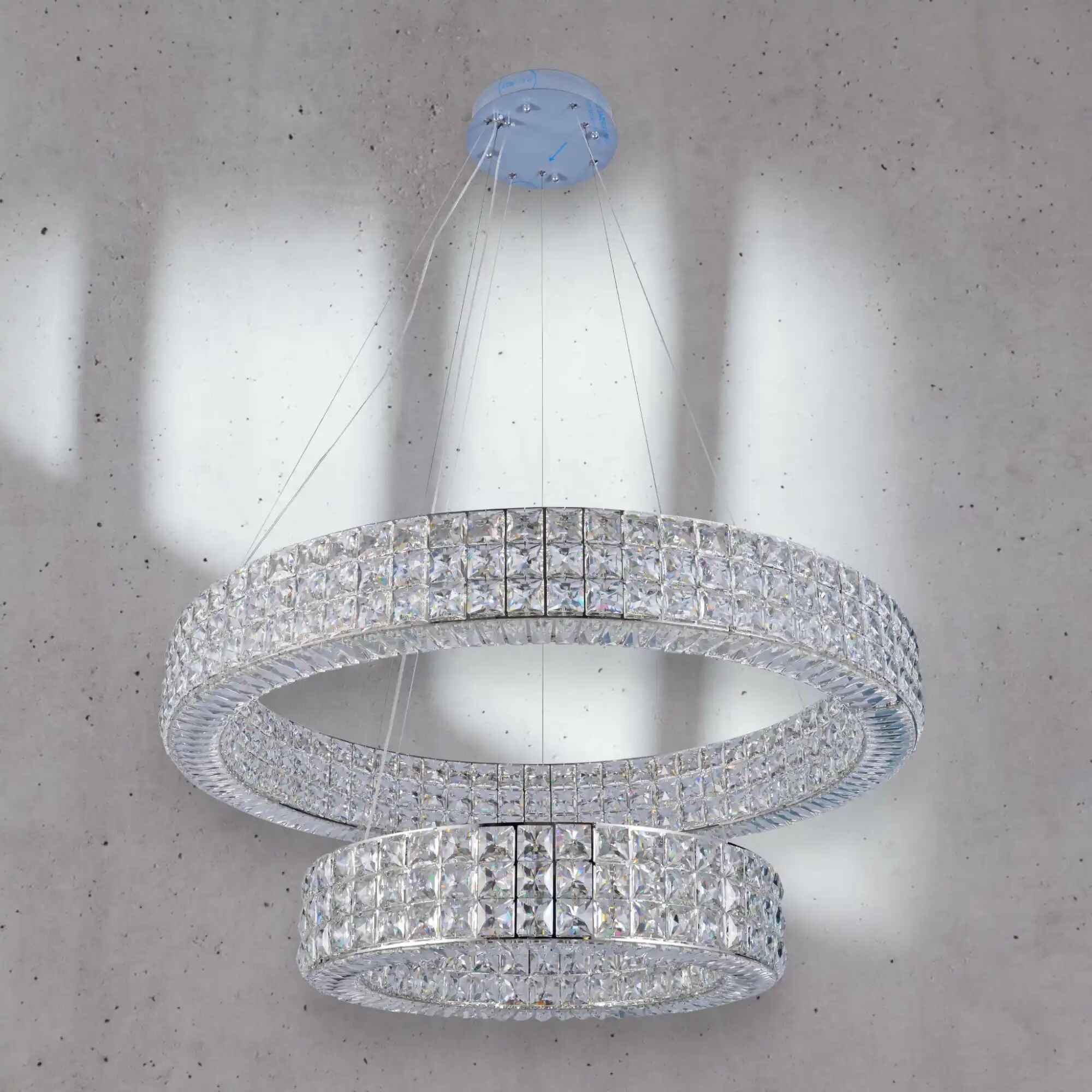 Modern Crystal Round Chandelier 2 Rings - Cyran Lamps