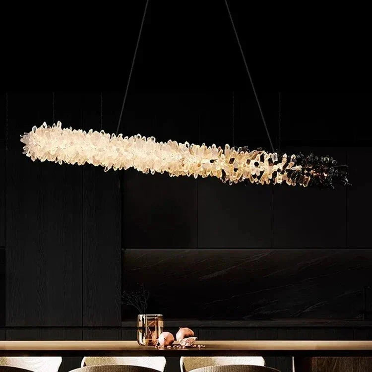 Modern Linear Natural Crystal Stick Chandelier - L39.4"*H6.3"Warm LightCyranlamps