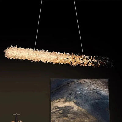Modern Linear Natural Crystal Stick Chandelier - L59.1"*H6.3"Warm LightCyranlamps