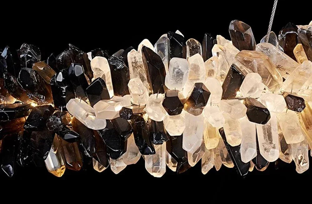 Modern Linear Natural Crystal Stick Chandelier - L39.4"*H6.3"Warm LightCyranlamps