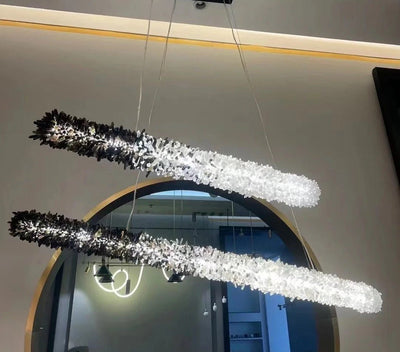 Modern Linear Natural Crystal Stick Chandelier - L47.2"*H6.3"Warm LightCyranlamps