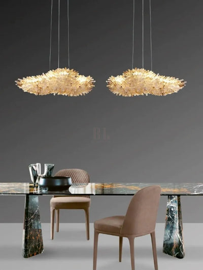 Modern Natural Crystal Wing Chandelier - L25.6"*H10.2"(L65cm*W26cm)AmberWarm LightCyranlamps