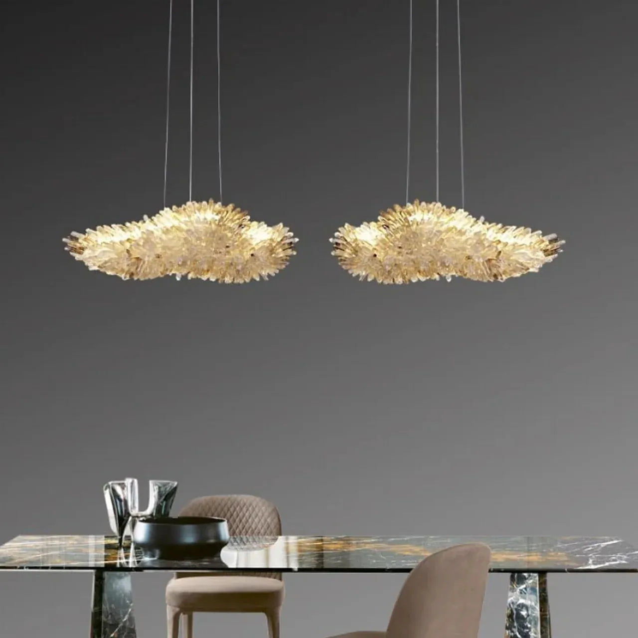 Modern Natural Crystal Wing Chandelier - L25.6"*H10.2"(L65cm*W26cm)AmberWarm LightCyranlamps